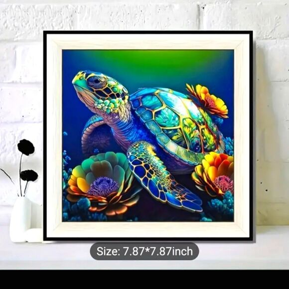 Diamond Painting Kit,  Sea Turtle, measures 20 x 20 cm - Picture 1 of 5